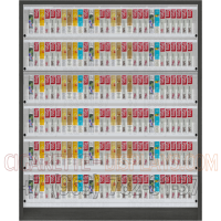 Торговый шкаф шесть уровней полок для продажи электронных сигарет в открытом виде вид спереди
