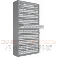 Металлический сигаретный шкаф со складными створками в открытом виде